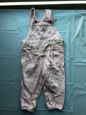 OshKosh B'Gosh 24-months Overalls; Pink w/white strips; Like new condition